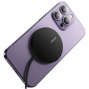 شارژر وایرلس مگنتی مشکی بیسوس