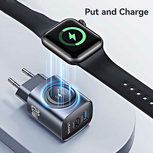 خرید شارژر دیواری تایپ‌سی 20 وات و یو‌اس‌بی 18 وات و شارژر اپل‌واچ یوسامز