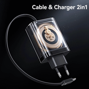 خرید شارژر دیواری تایپ سی و یو اس بی با کابل تایپ سی 30 وات