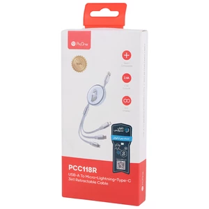 بهترین کابل قرقره ای جمع شو سه سر لایتنینگ تایپ سی و میکرو یو اس بی پرووان