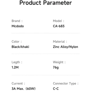 کابل دو سر تایپ‌سی فست شارژ با بند آویز گردنی گوشی مک دودو