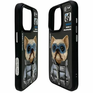 قاب محافظ گوشی آیفون 16 پرومکس طرح سگ عینکی با زیپ واقعی و استایل بی‌نظیر نیمی