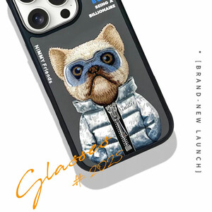 خرید قاب محافظ گوشی آیفون 16 پرومکس طرح سگ عینکی با زیپ واقعی و استایل بی‌نظیر نیمی