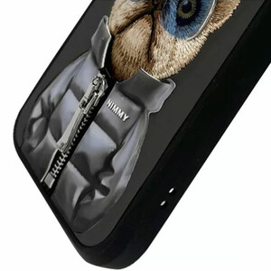 فروش قاب محافظ گوشی آیفون 16 پرومکس طرح سگ عینکی با زیپ واقعی  نیمی