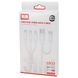 کابل فست شارژ چندسر تایپ‌سی و یو‌اس‌بی به تایپ‌سی، لایتنینگ و میکرو 3 آمپر 1.2 متری ارلدام