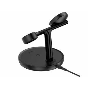 شارژر بی سیم مگنتی رومیزی آیفون 20 وات و پایه نگهدارنده موبایل 3 در 1 بیسوس Baseus Swan 3-in-1 Wireless Magnetic Charging Bracket 20W
