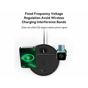 شارژر بی سیم مگنتی رومیزی آیفون 20 وات و پایه نگهدارنده موبایل 3 در 1 بیسوس Baseus Swan 3-in-1 Wireless Magnetic Charging Bracket 20W