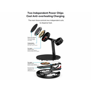 شارژر بی سیم مگنتی رومیزی آیفون 20 وات و پایه نگهدارنده موبایل 3 در 1 بیسوس Baseus Swan 3-in-1 Wireless Magnetic Charging Bracket 20W
