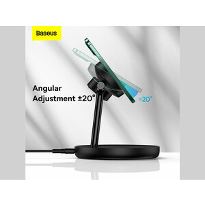 شارژر بی سیم مگنتی رومیزی آیفون 20 وات و پایه نگهدارنده موبایل 3 در 1 بیسوس Baseus Swan 3-in-1 Wireless Magnetic Charging Bracket 20W