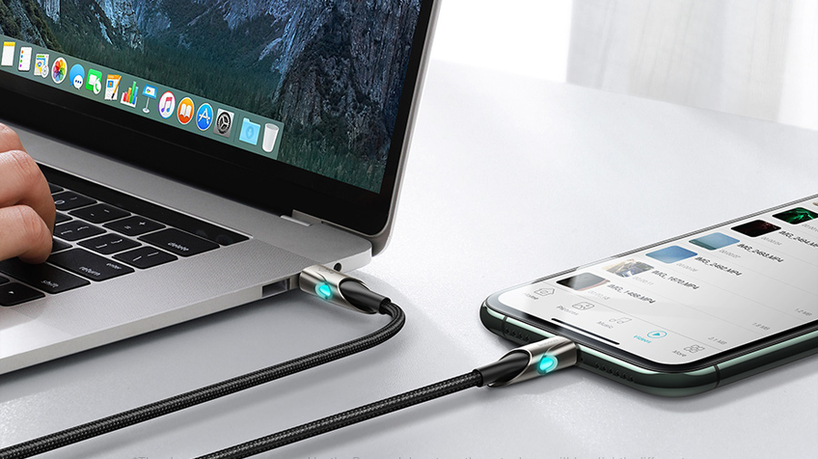 سرعت انتقال داده بالای کابل شارژ و انتقال داده 1 متری تایپ سی به لایتنینگ بیسوس Baseus Fish Eye Cable 1M