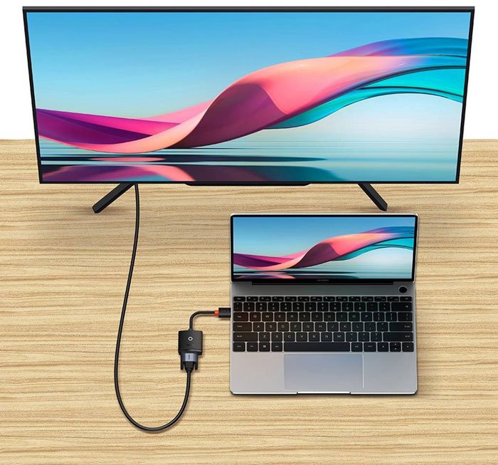 مبدل متصل به تلویزیون و لپ&zwnj;تاپ