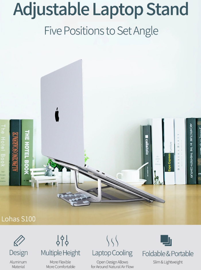 استند لپ&zwnj;تاپ تاشو آلومینیومی