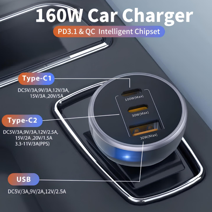 توان خروجی پورتهای شارژر فندکی