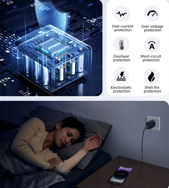 آداپتور متصل به موبایل و پریز برق