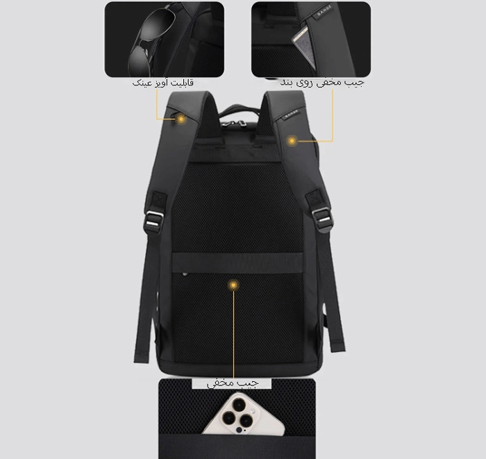 جیب های مخفی در پشت کوله پشتی