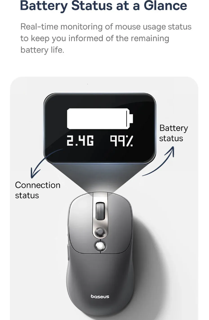 نمایشگر دیجیتالی باتری موس بیسوس