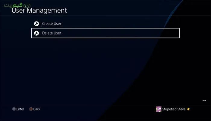مرحله 4 حذف کردن اکانت و یوزر PS4