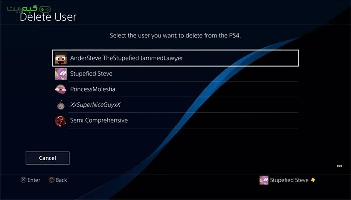 مرحله 5 حذف کردن اکانت و یوزر PS4
