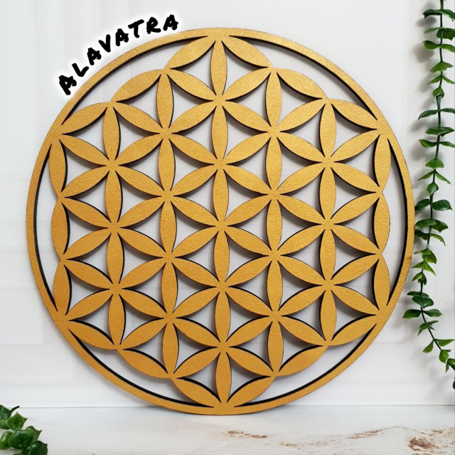 دیوار کوب چوبی گل زندگی