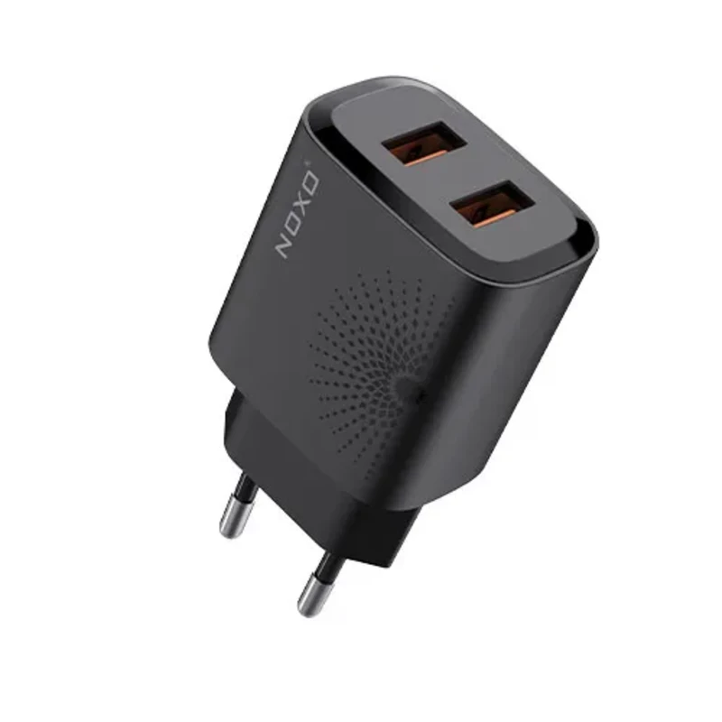 شارژر دیواری 12 وات نوکسو مدل CHN-4 با 2 پورت USB، جریان خروجی 2.4 آمپر (EU Pin)