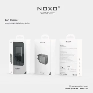 شارژر دیواری 67 وات نوکسو مدل CHN-P-2 با 3 پورت USB-C و USB-A، پشتیبانی از PD و QC3.0 (EU Pin) و فناوری GaN