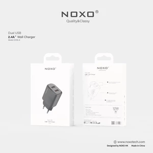 شارژر دیواری 12 وات نوکسو مدل CHN-4 با 2 پورت USB، جریان خروجی 2.4 آمپر (EU Pin)