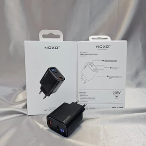 شارژر دیواری 20 وات نوکسو مدل CHN-6 با 2 پورت USB-A + USB-C، پشتیبانی PD و QC3.0 و نمایشگر دیجیتال (EU Pin)