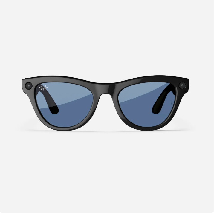 عینک هوشمند ری بن متا مدل مشکی براق با عدسی ترنزیشن (انتقالی)آبی نیلگون یا آسمانی RAY-BAN META SKYLER transitions RW4010 سایز 50mm