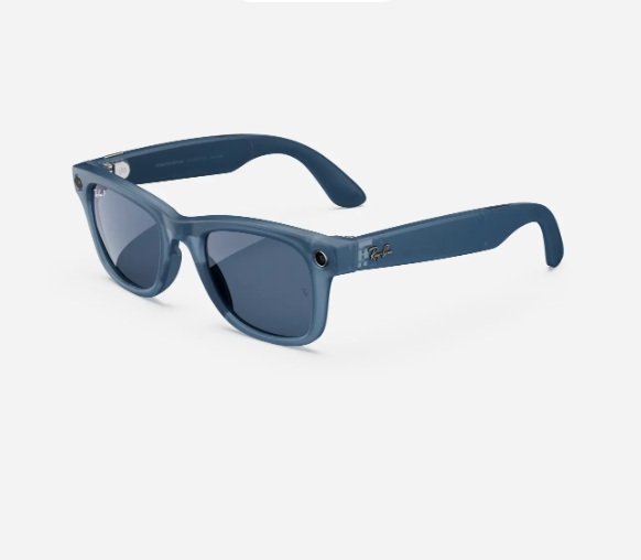 عینک هوشمند ری بن متا مدل وایفارر رنگ آبی مات با عدسی آبی کدر پلاریزه RAY-BAN META WAYFARER RW4006 سایز استاندارد 50