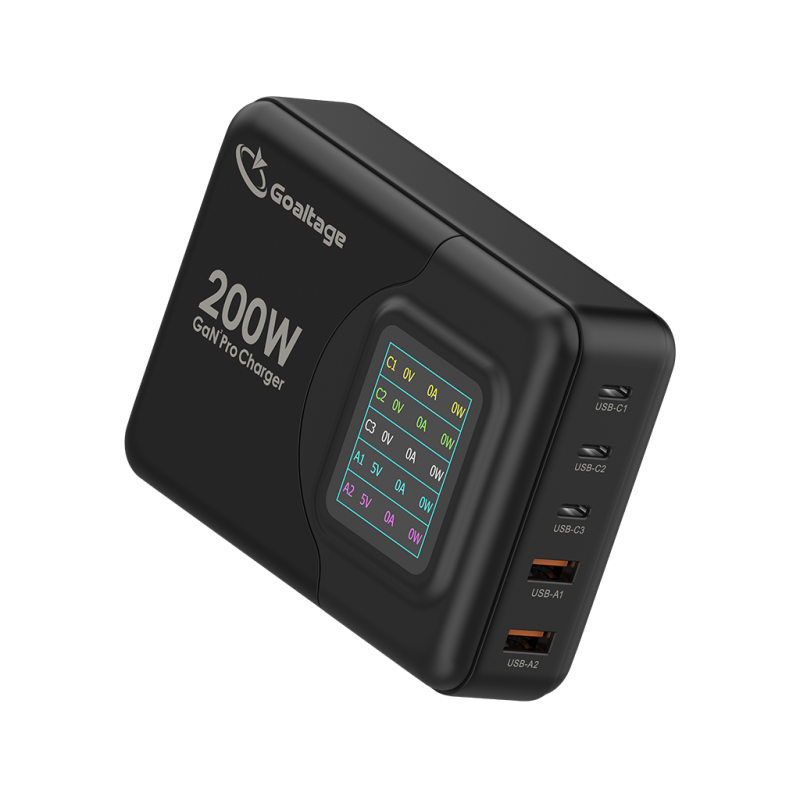 شارژر فوق سریع یا سوپر فست شارژ مدل CH07  با توان 200 وات گلتیج  Goaltage 200W PD Multi port super-fast pro GaN