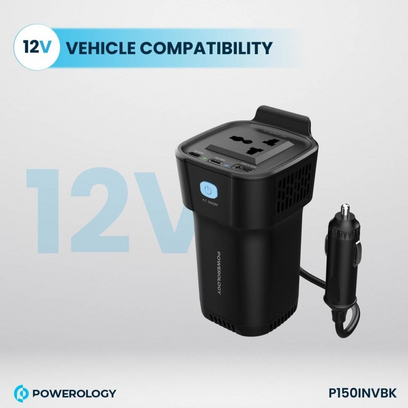 اینورتر فندکی خودرو پاورولوژی POWEROLOGYمدل P150INVBK توان 150 وات