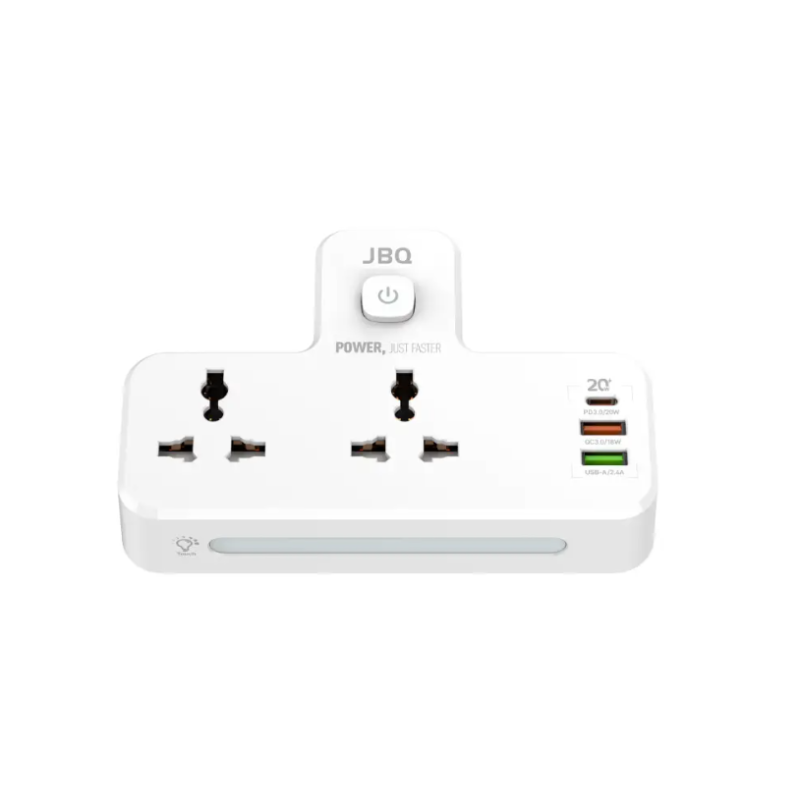 محافظ برق ۲پورت با ۲خروجی USB و۱ خروجی USB-C باچراغ خواب  برندJBQ مدل SC2311