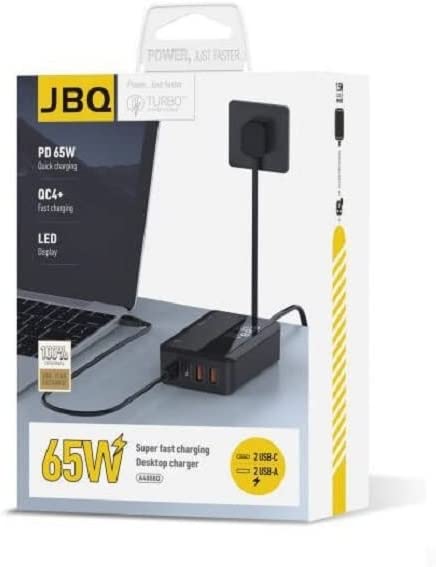 دسکتاپ شارژر ۲پورتUSB و ۲پورت USB-C بانمایشگر ولتاژ برندJBQ مدل A4808Q