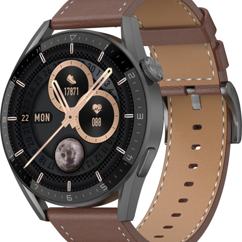 اسمارت واچ طرح  کلاسیک با بند چرم  ۴۶میلی متر برند JBQ مدل SW-G1