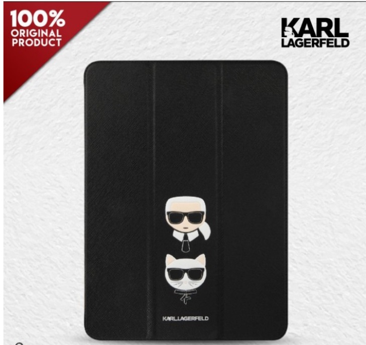 کیف چرمی آیپد پرو 11 اینچ طرح کارل و گربه CG Mobile iPad Pro 11 2020/2021/2022 Cat Karl Lagerfeld Leather Case