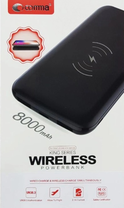 پاور بانک و شارژر وایرلس COMMA king series 8000 mAh
