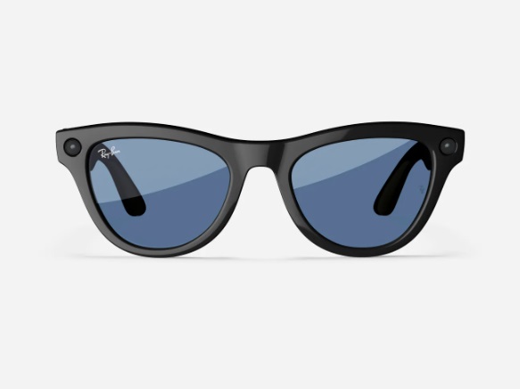 عینک هوشمند ری بن متا مدل اسکایلر رنگ مشکی براق با عدسی ترنزیشن (انتقالی) آبی آسمانی RAY-BAN META SKYLER transitions RW4010 سایز 52mm