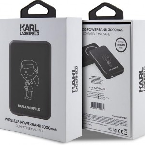 پاور بانک اورجینال کارل لاگرفلد دارای مگ سیف 3000 Karl Lagerfeld Inductive power bank 5W 3000mAh black MagSafe