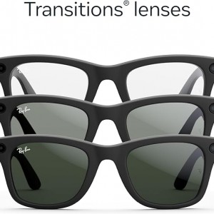 عینک هوشمند ری بن متا مدل وایفارر رنگ مشکی مات با عدسی ترنزیشن (انتقالی)سبز گرافیتی RAY-BAN META WAYFARER transitions RW4006 سایز 50mm