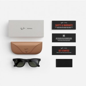 عینک هوشمند ری بن متا مدل وایفارر رنگ مشکی مات با عدسی ترنزیشن (انتقالی)سبز گرافیتی RAY-BAN META WAYFARER transitions RW4006 سایز 50mm