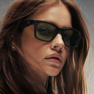 عینک هوشمند ری بن متا مدل وایفارر رنگ مشکی مات با عدسی ترنزیشن (انتقالی)سبز گرافیتی RAY-BAN META WAYFARER transitions RW4006 سایز 50mm