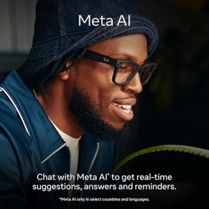 عینک هوشمند ری بن متا مدل مشکی براق با عدسی ترنزیشن (انتقالی)آبی آسمانی RAY-BAN META SKYLER transitions RW4010 سایز 50mm