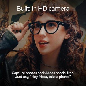 عینک هوشمند ری بن متا مدل مشکی براق با عدسی ترنزیشن (انتقالی)آبی آسمانی RAY-BAN META SKYLER transitions RW4010 سایز 50mm