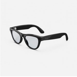 عینک هوشمند ری بن متا مدل مشکی براق با عدسی ترنزیشن (انتقالی)آبی آسمانی RAY-BAN META SKYLER transitions RW4010 سایز 50mm