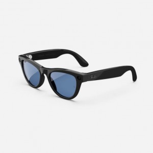 عینک هوشمند ری بن متا مدل مشکی براق با عدسی ترنزیشن (انتقالی)آبی آسمانی RAY-BAN META SKYLER transitions RW4010 سایز 50mm