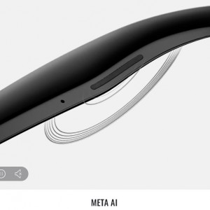 عینک هوشمند ری بن متا مدل مشکی براق با عدسی ترنزیشن (انتقالی)آبی آسمانی RAY-BAN META SKYLER transitions RW4010 سایز 50mm