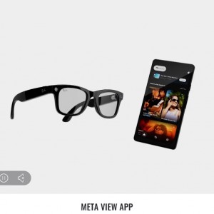 عینک هوشمند ری بن متا مدل مشکی براق با عدسی ترنزیشن (انتقالی)آبی آسمانی RAY-BAN META SKYLER transitions RW4010 سایز 50mm