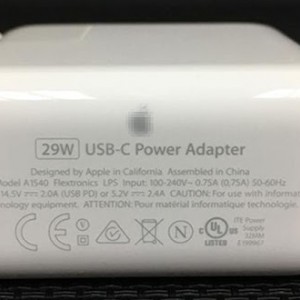 آداپتور اورجینال اپل 29 وات Apple Type-C POWER ADAPTER A1540 MJ262CH/A USB-C