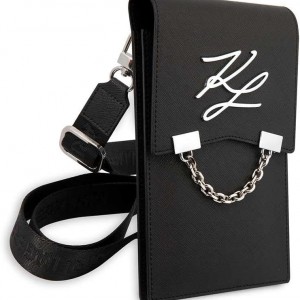 کیف موبایل پاسپورتی کارل لاگرفلد به همراه بند و جاکارتی مدل Karl Lagerfeld UNIVERSAL PHONE POUCH