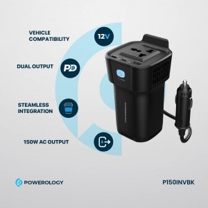 اینورتر فندکی خودرو پاورولوژی POWEROLOGYمدل P150INVBK توان 150 وات